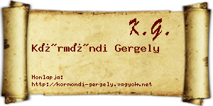 Körmöndi Gergely névjegykártya